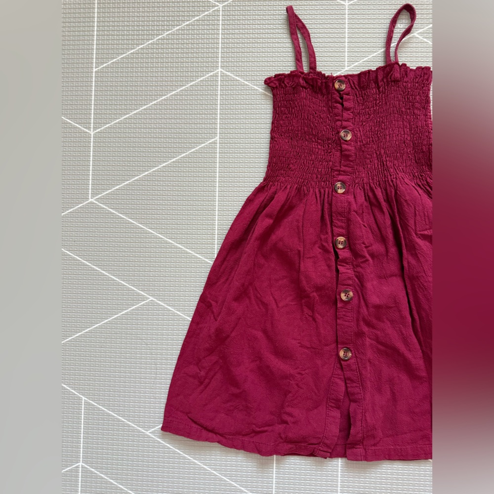 Shein|Baby girl/toddler burgundy button down sleeveless dress,100% cotton•••Boho